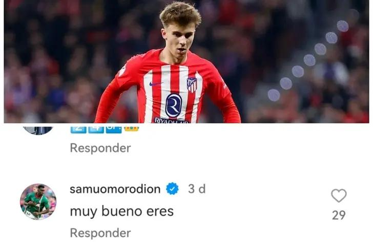 El comentario de Samu a Pablo Barrios en su cuenta de Instagram