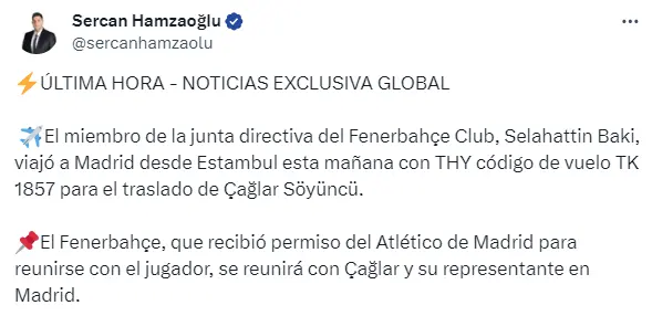 Así confirman desde Turquía la llegada a Madrid para negociar a Soyuncu - X