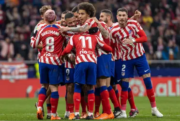 El Atlético de Madrid celebra un tanto. Imagen: Dazn.